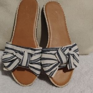 Loft Outlet Striped Bow Slide Sandals